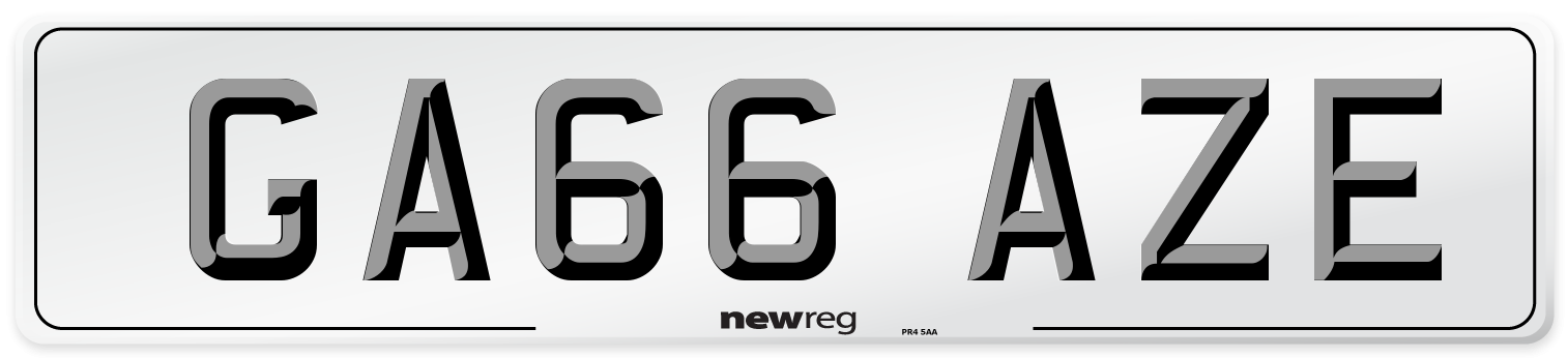 GA66 AZE Number Plate from New Reg